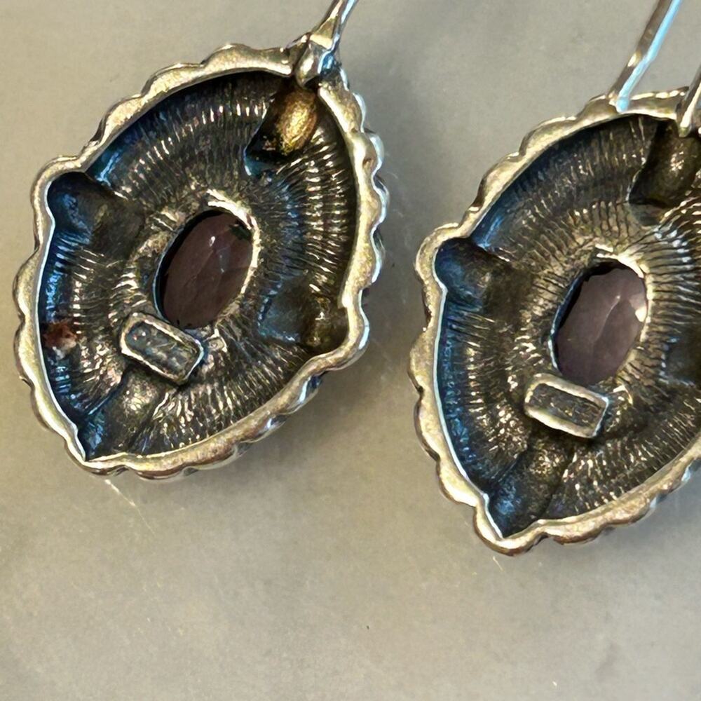 925 Sterling Silver Amethyst Drop Earrings #E112 - Picture 6 of 8